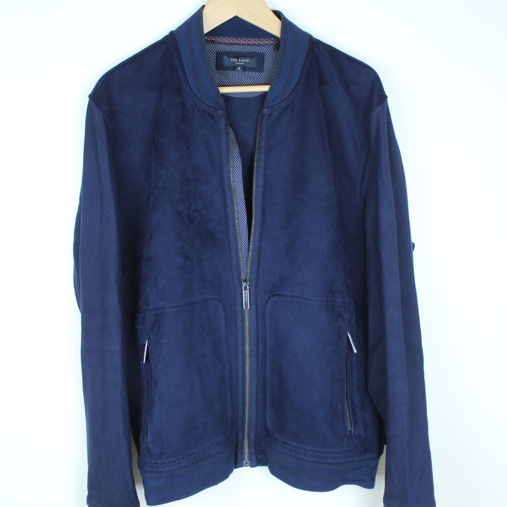 Ted Baker Peveril Suede Funnel Bomber Jacket - Picture 1 of 2